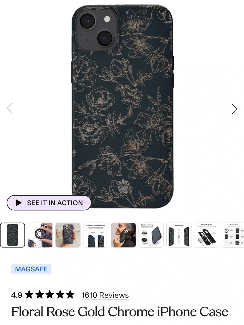 Velvet Caviar Navy Floral Phone Case with Pink Accents  IPHONE 14 PLUS